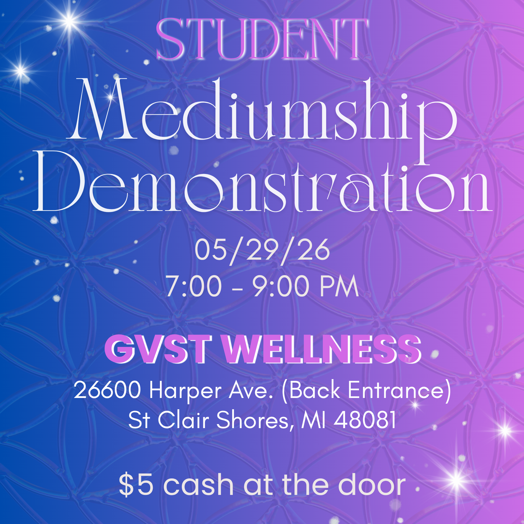 A student mediumship event given by psychic medium Lisa Bousson's students. 2026.