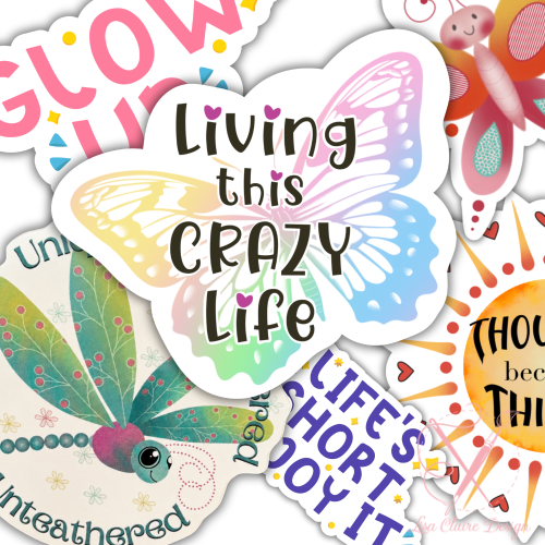 Assorted colorful stickers, unique handmade designs by Lisa Bousson